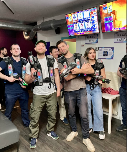 The SensioLabs team during the laser game